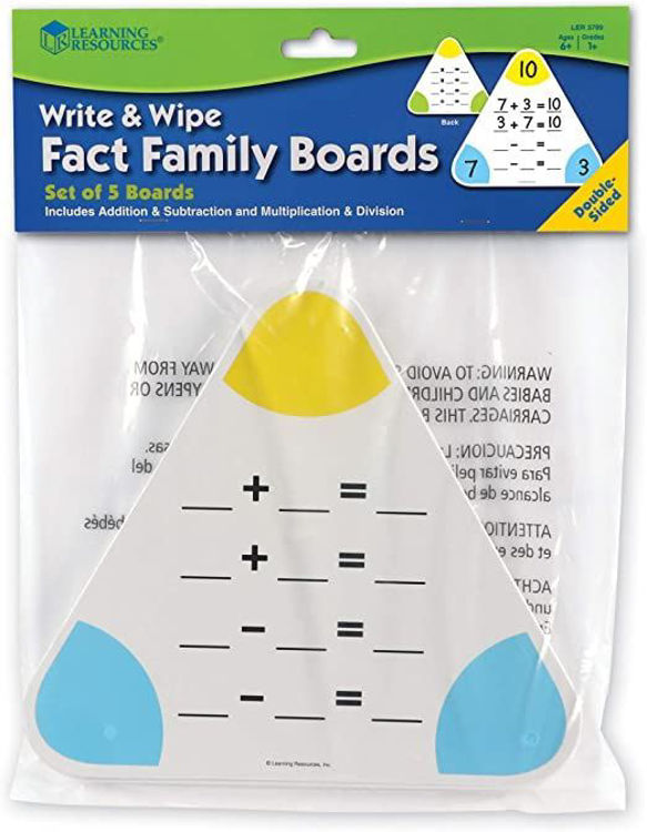 Imagen de Write & wipe fact family boards. Tableros matemáticos para escribir y borrar