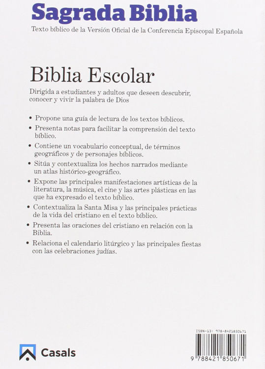 Imagen de Biblia escolar. Sagrada Biblia